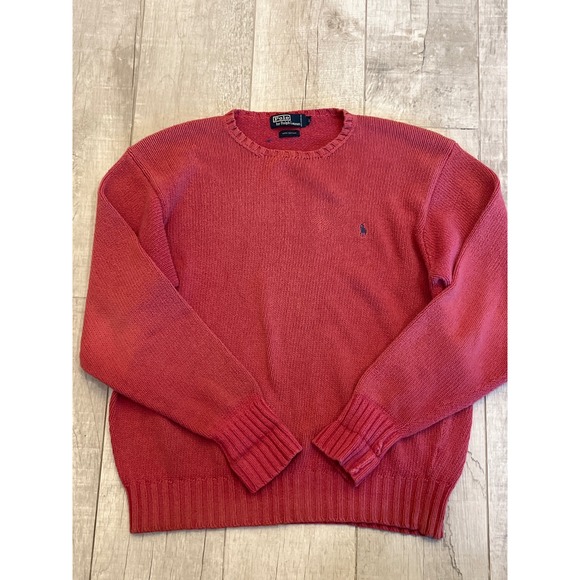 Polo Ralph Lauren Other - Polo Ralph Lauren Cotton Knit Sweater Crew Neck‎ Red Pony Logo Mens Size L
